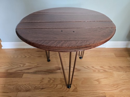 Bourbon barrel top side - side, table
